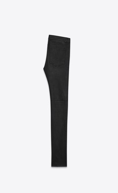 signature low waisted skinny jeans in black leather